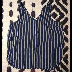 Old Navy Striped Navy Blue Tank Top
